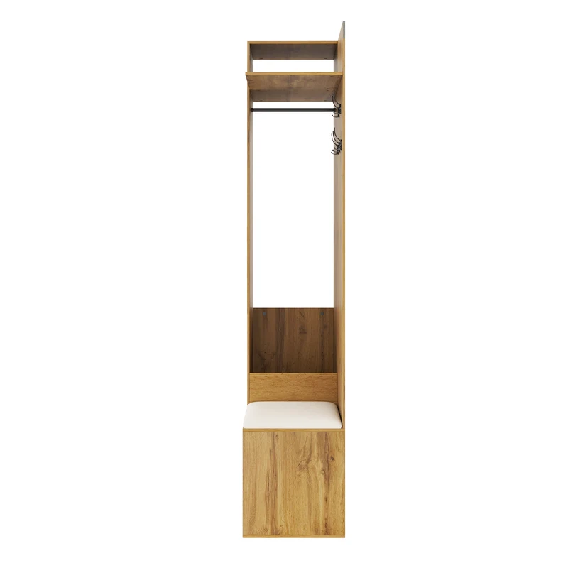 Vestiaire à l'entrée avec miroir, banc, porte-chaussures, 5 crochets 191x100x38cm ALIGNLX