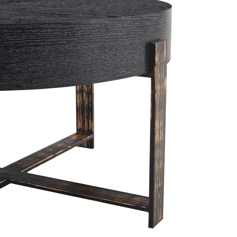 Table basse ronde effet bois noir Ø68cm AETHERINE