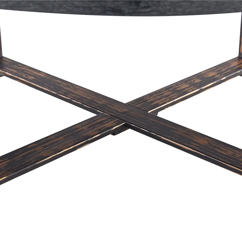 Table basse ronde effet bois noir Ø68cm AETHERINE