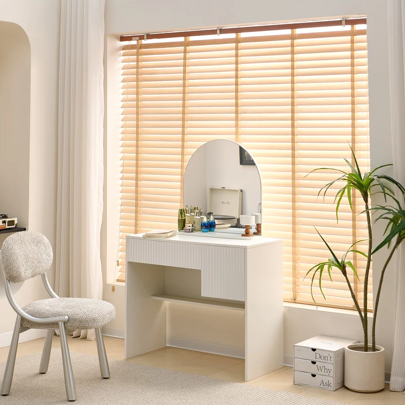 Coiffeuse avec miroir table de maquillage blanche moderne 90x40x135cm sans tabouret ELEMENTIS