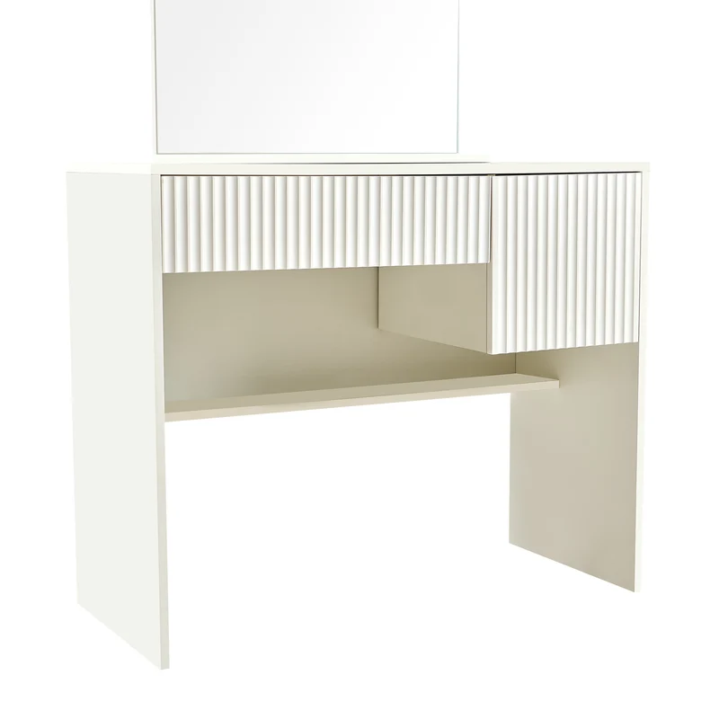 Coiffeuse avec miroir table de maquillage blanche moderne 90x40x135cm sans tabouret ELEMENTIS