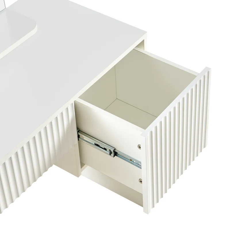 Coiffeuse avec miroir table de maquillage blanche moderne 90x40x135cm sans tabouret ELEMENTIS