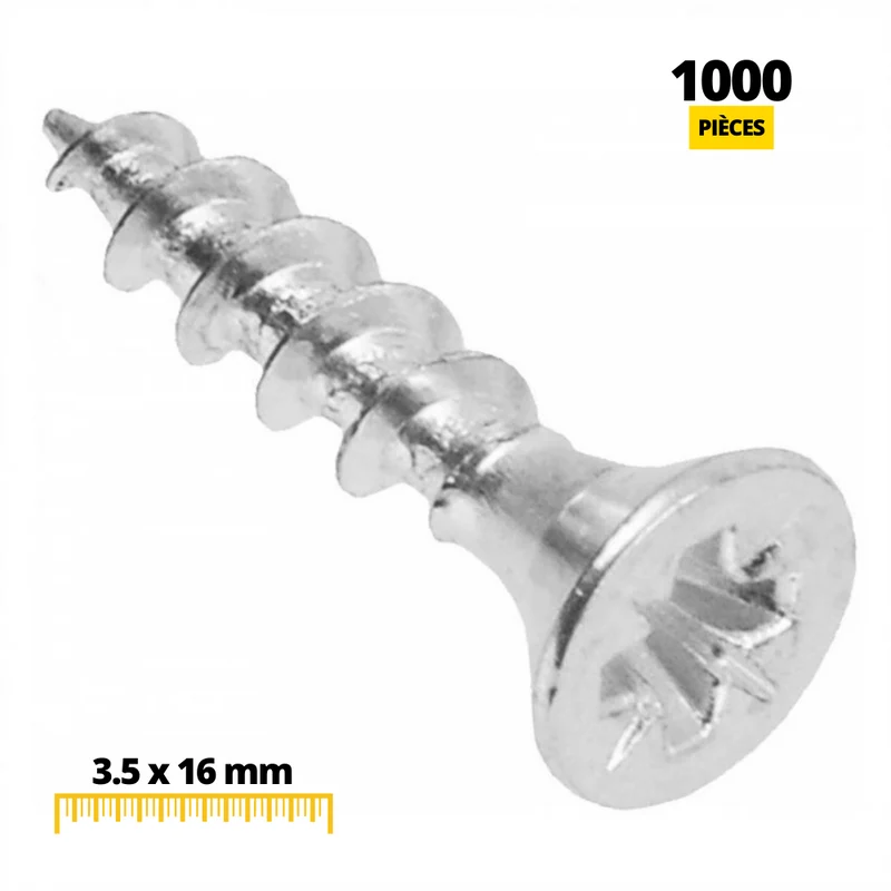 Vis à bois PZ2 Zinc Blanc 3.5x16mm (1000 pièces)