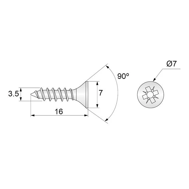 Vis à bois PZ2 Zinc Blanc 3.5x16mm (1000 pièces)