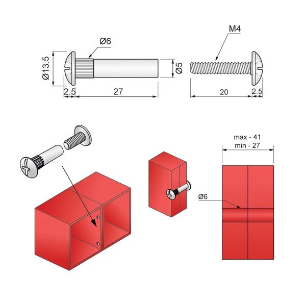 Fixation à vis Ø6