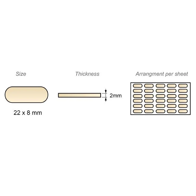 Pastille autocollante beige - 8x22mm