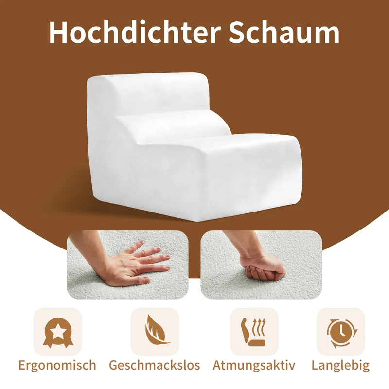 Fauteuil chauffeuse en velours bouclé blanc cassé ECHOLOQUE