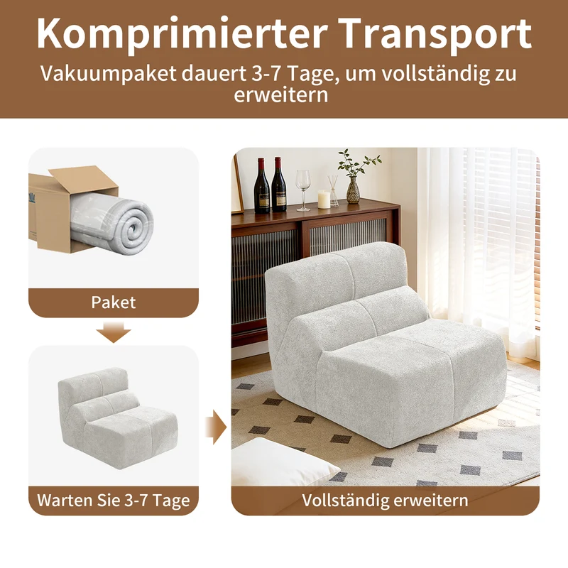 Fauteuil chauffeuse en velours bouclé blanc cassé ECHOLOQUE