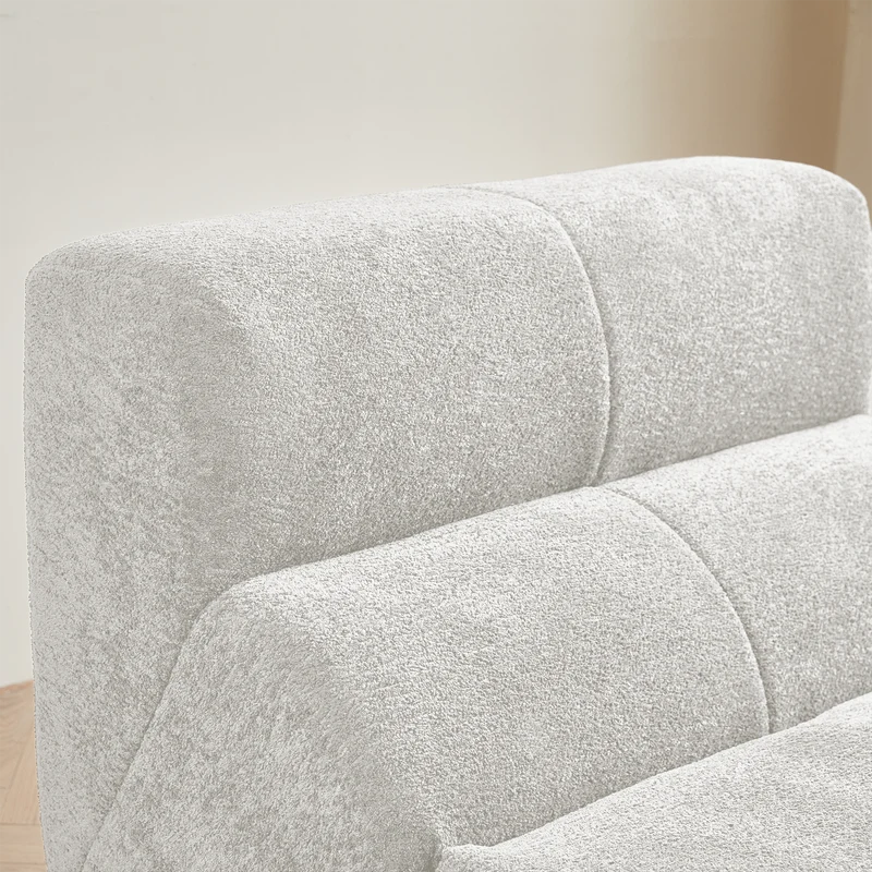 Fauteuil chauffeuse en velours bouclé blanc cassé ECHOLOQUE