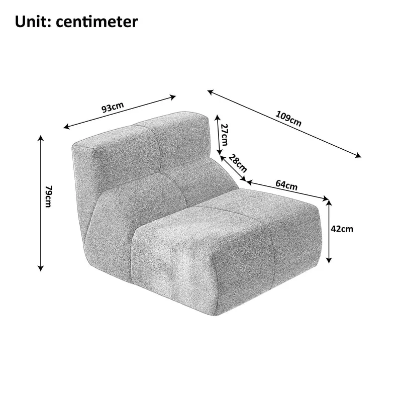 Fauteuil chauffeuse en velours bouclé gris clair ASTRAELLA