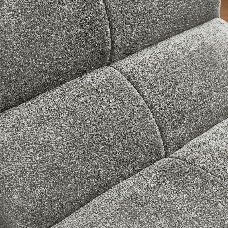Fauteuil chauffeuse en velours bouclé gris clair ASTRAELLA