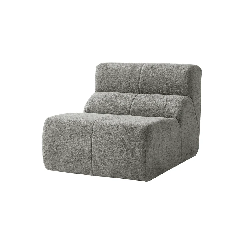 Fauteuil chauffeuse en velours bouclé gris clair ASTRAELLA