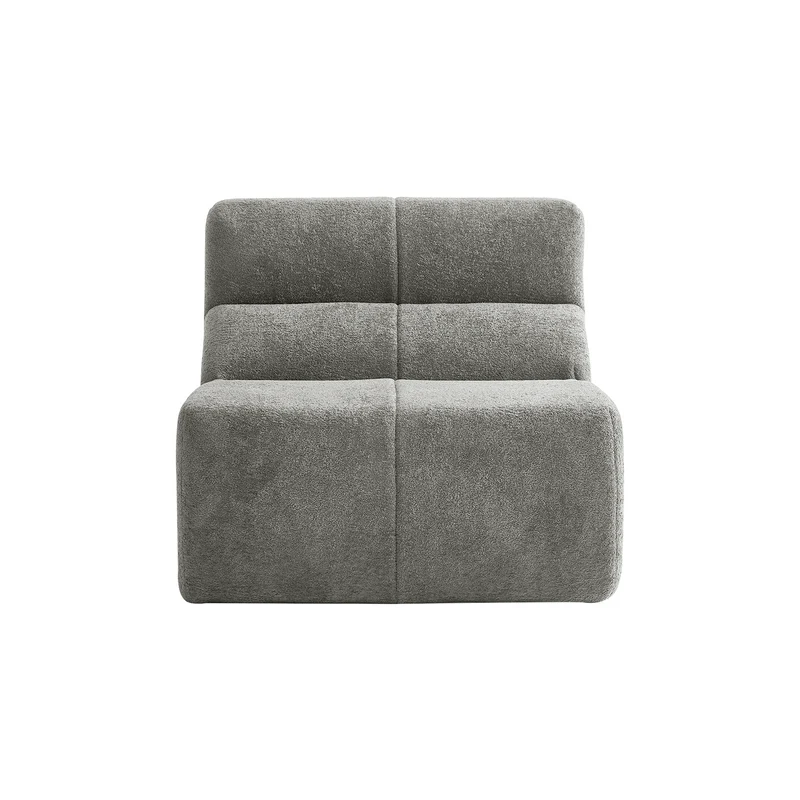 Fauteuil chauffeuse en velours bouclé gris clair ASTRAELLA