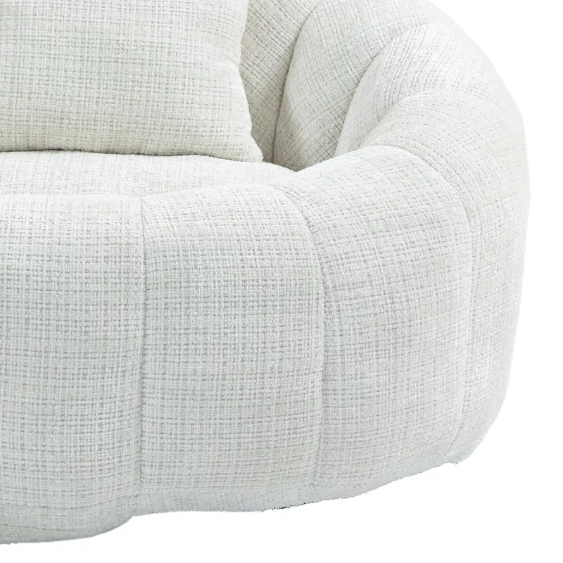 Canapé compact rond 2 places Loveseat en chenille beige et 2 cousins AMBERPATH