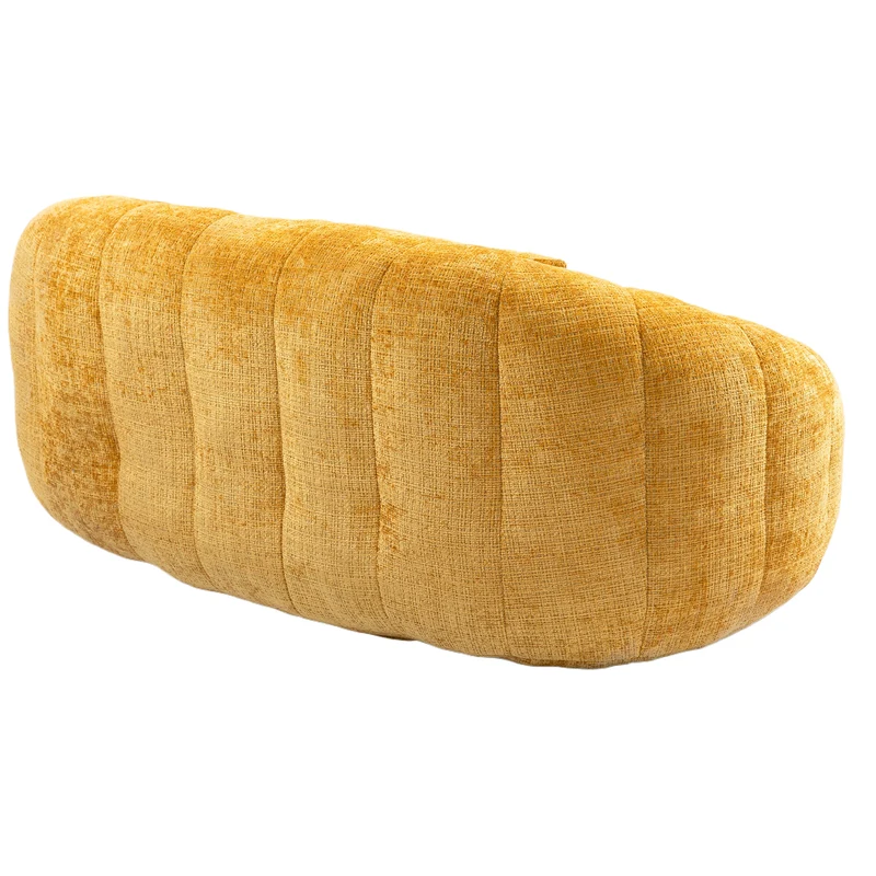 Canapé compact rond 2 places Loveseat en tissu chenille jaune et 2 cousins TANGLENET