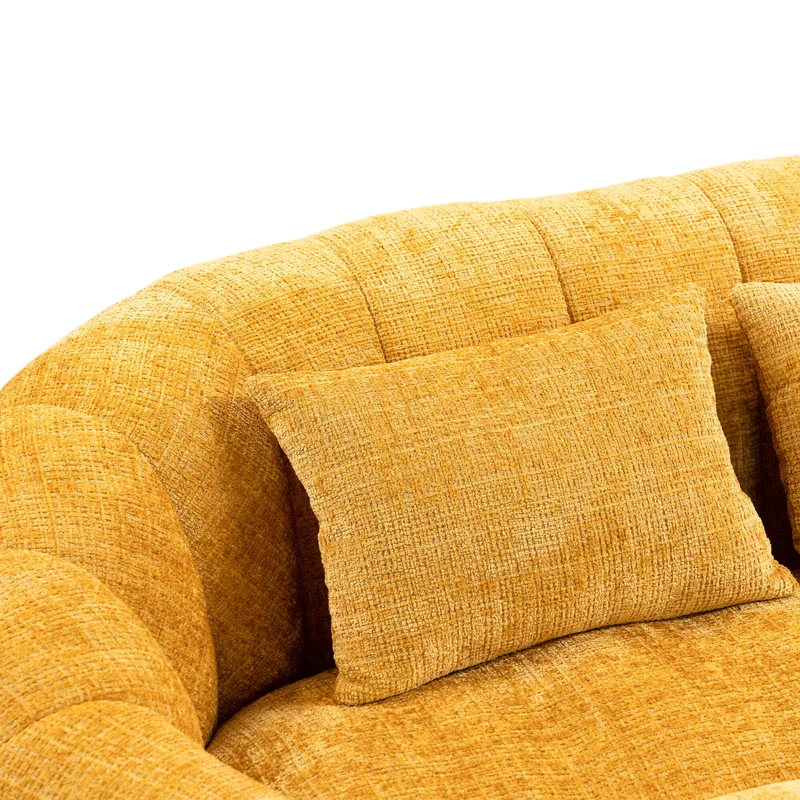 Canapé compact rond 2 places Loveseat en tissu chenille jaune et 2 cousins TANGLENET