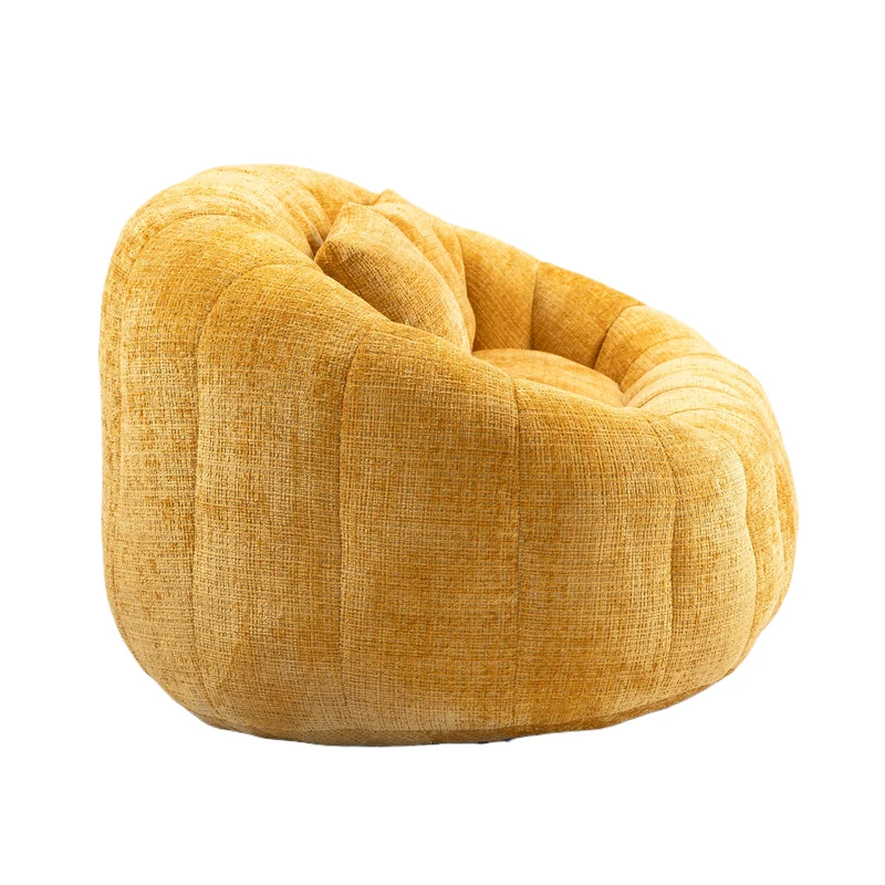 Canapé compact rond 2 places Loveseat en tissu chenille jaune et 2 cousins TANGLENET
