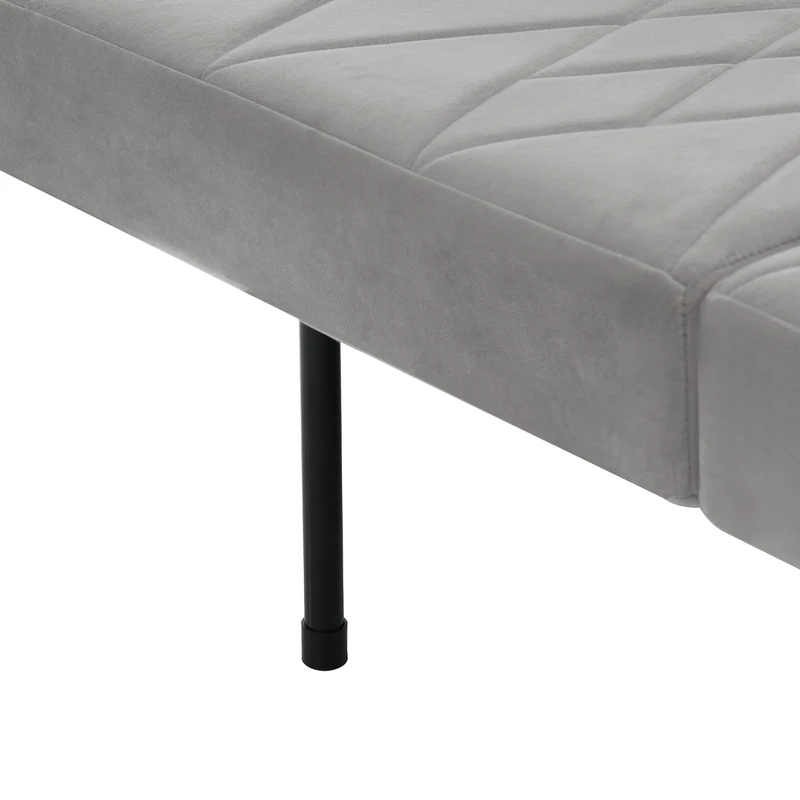 Canapé convertible 2 places en velours gris clair dossiers et accoudoirs réglables SCREVIDS