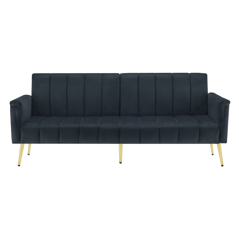 Canapé convertible 3 places noir en velours avec dossiers 5 positions MEZEDS