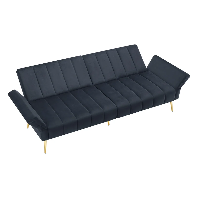 Canapé convertible 3 places noir en velours avec dossiers 5 positions MEZEDS