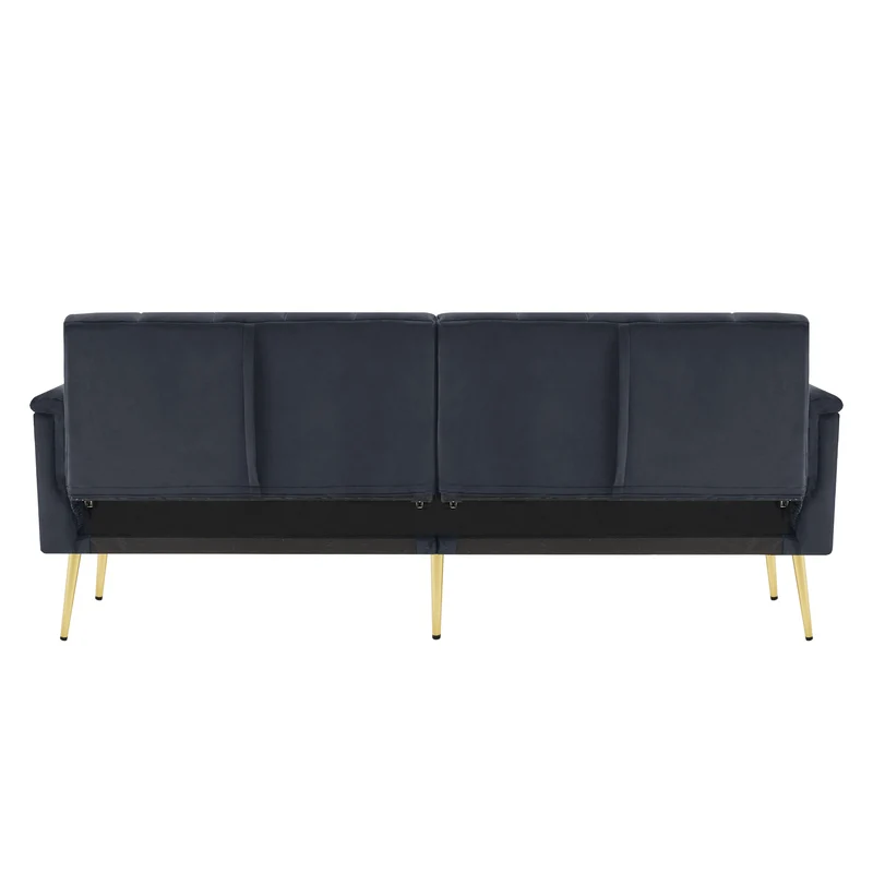 Canapé convertible 3 places noir en velours avec dossiers 5 positions MEZEDS