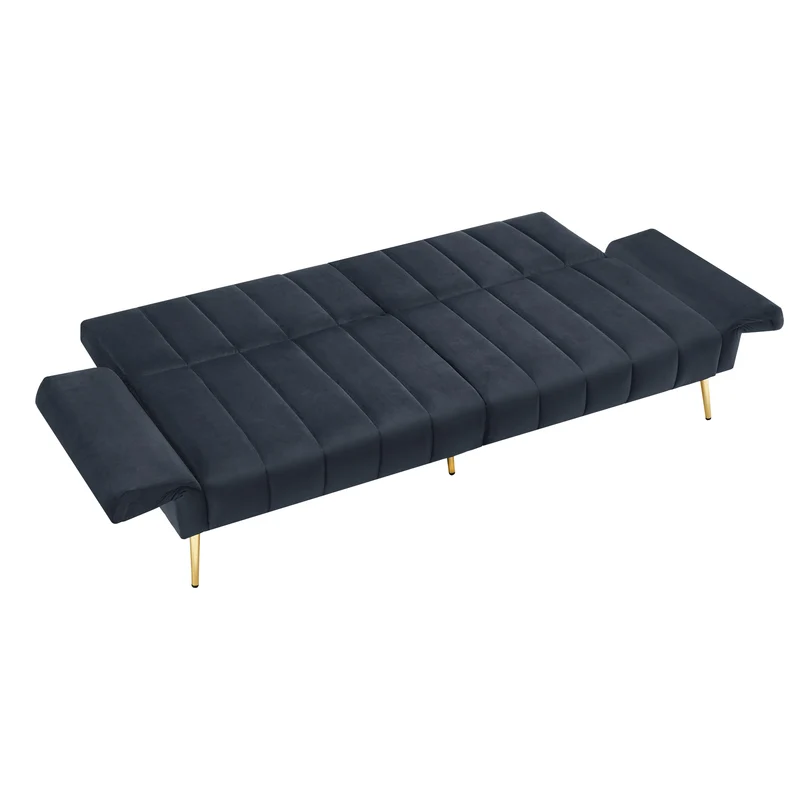 Canapé convertible 3 places noir en velours avec dossiers 5 positions MEZEDS