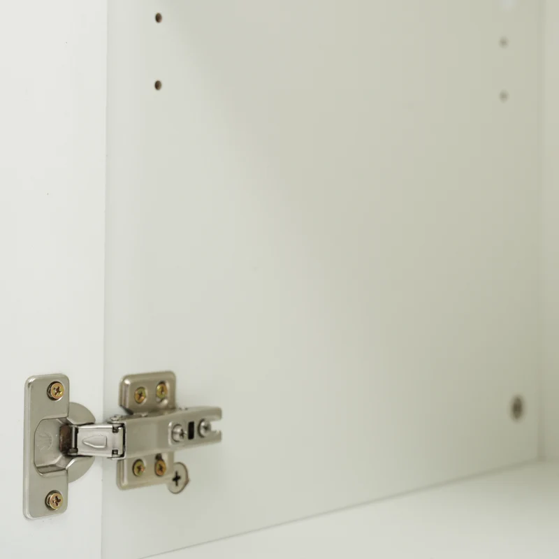 Buffet blanc brillant et effet bois 2 niches 2 tiroirs et 1 porte SHIELNIH