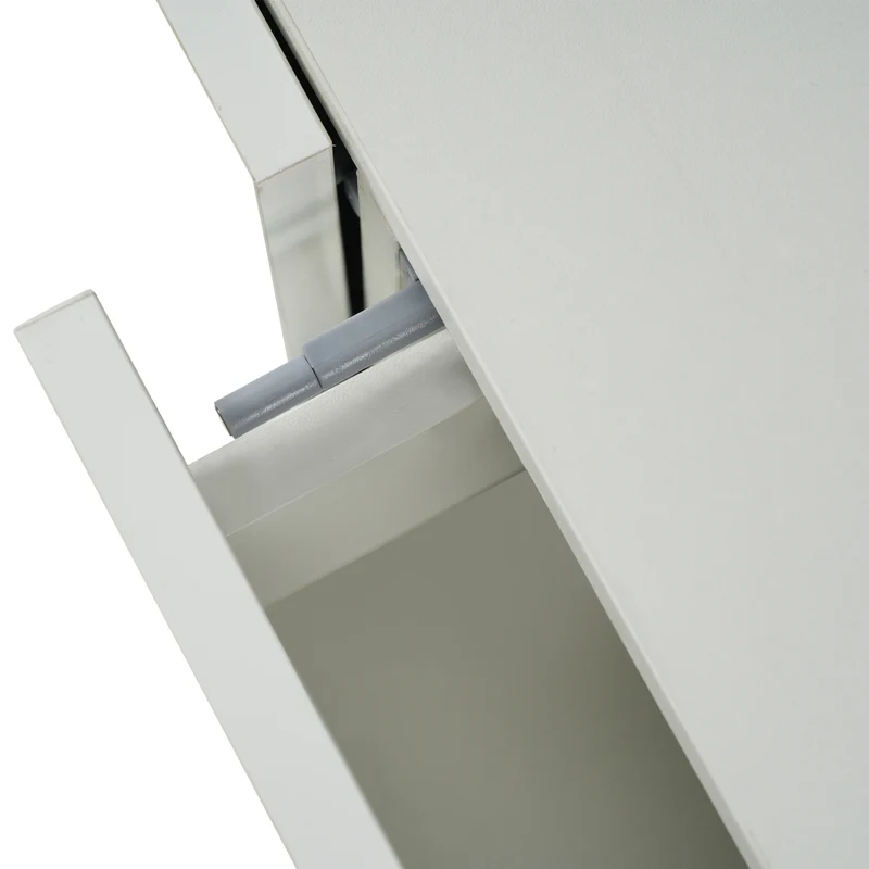 Buffet blanc brillant et effet bois 2 niches 2 tiroirs et 1 porte SHIELNIH