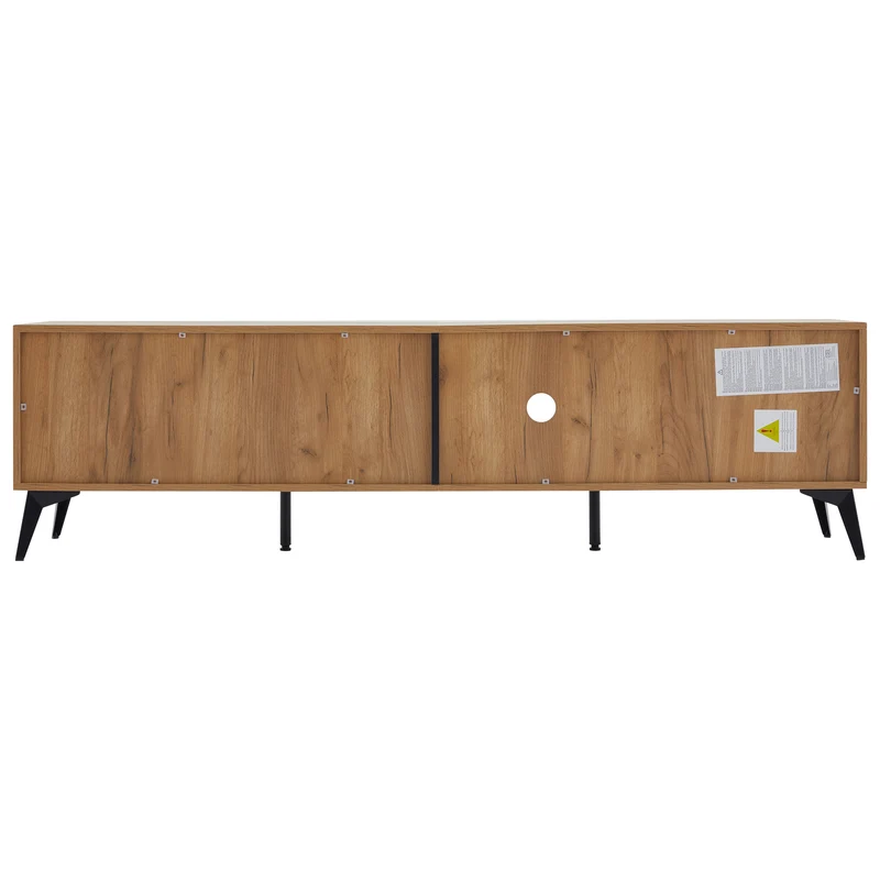 Meuble TV effet bois rustique 3 portes battantes 180*50*40cm ICAN