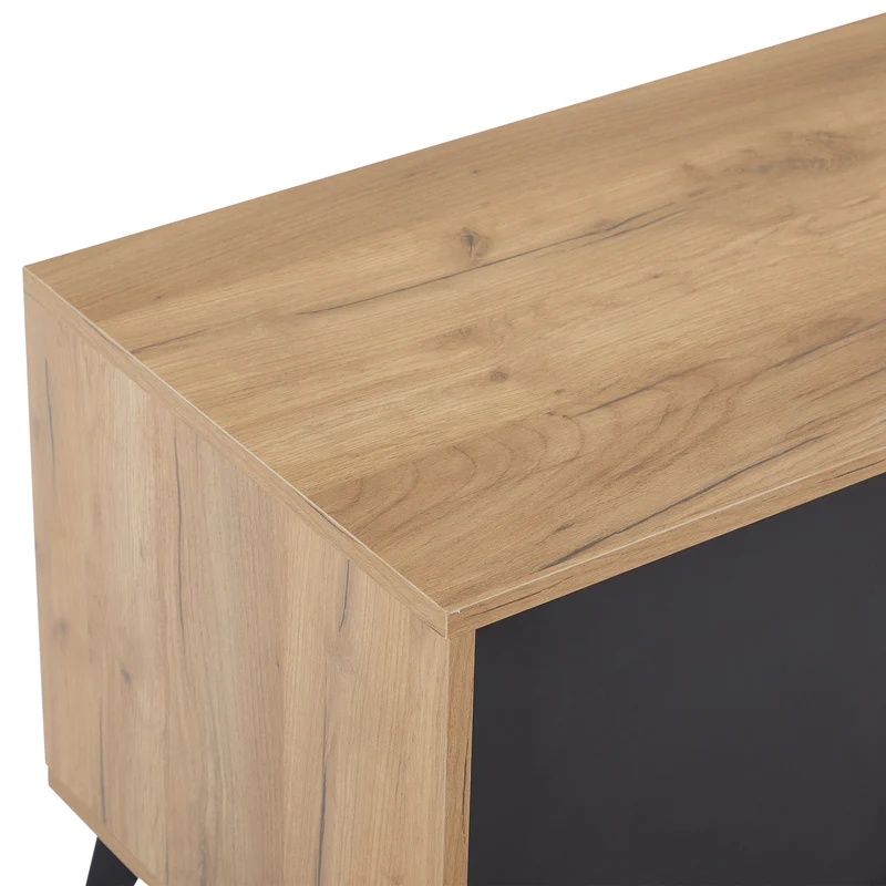 Meuble TV effet bois rustique 3 portes battantes 180*50*40cm ICAN