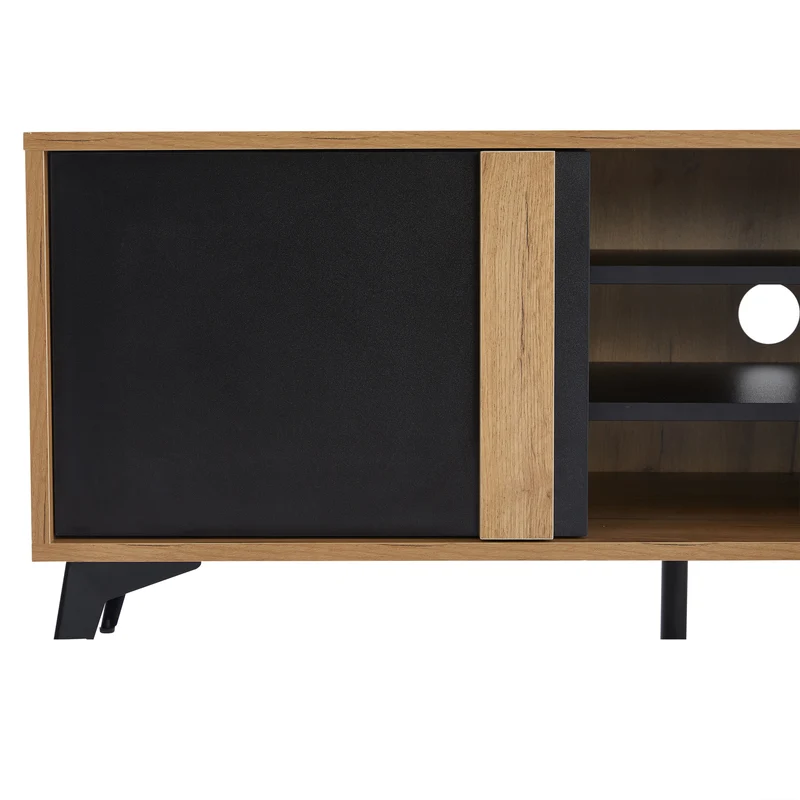 Meuble TV effet bois rustique 3 portes battantes 180*50*40cm ICAN