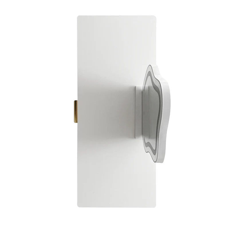 Coiffeuse blanche luxueuse avec miroir ondulé à LED et pieds dorés VERIEN