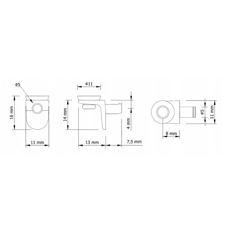 Taquets pour Étagère verre en plastique 5mm nickel