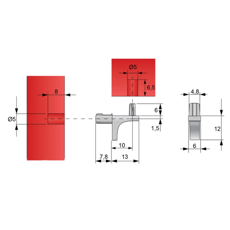 Taquet pour Étagère 5mm