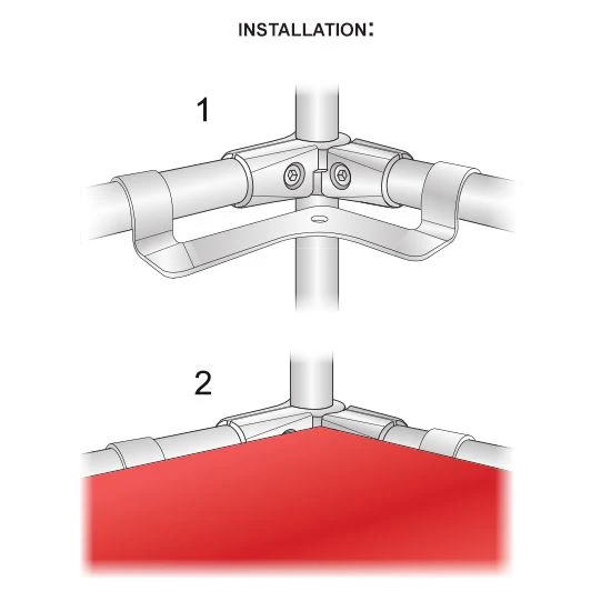 Fixation d'angle de tablette pour tuyau Ø25mm