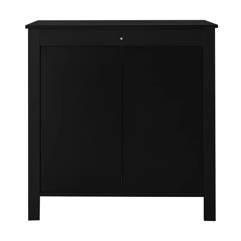 Buffet noir élégante façades texturées 5 tiroirs poignées dorées THRUZETS