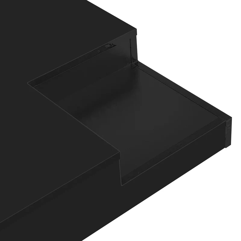 Table basse carrée noir blanc bicolore éclairage LED avec boîte de rangement amovible CROKS BLACK