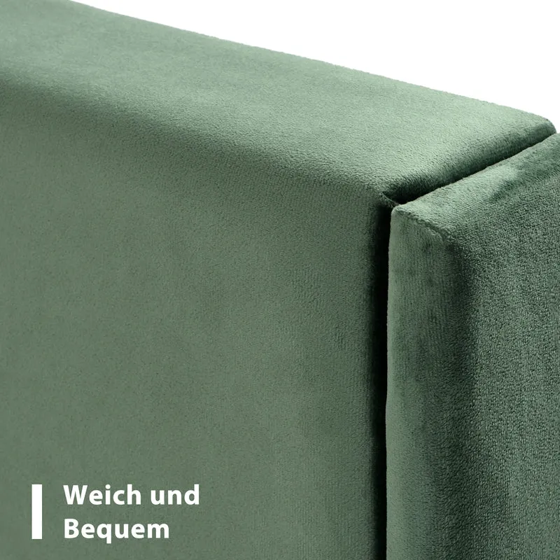Cadre de lit simple rembourrés velours vert foncé (90*200cm) TAXOL