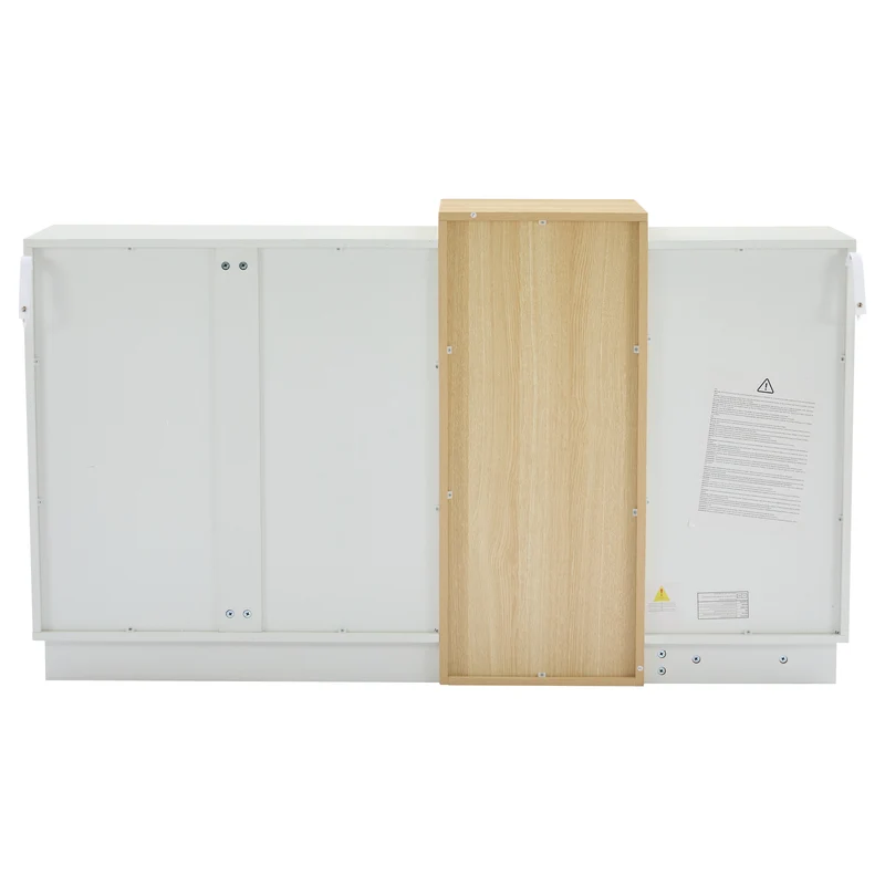 Buffet blanc brillant effet bois 4 tiroirs et 2 portes 140*35*81cm GREXEDS