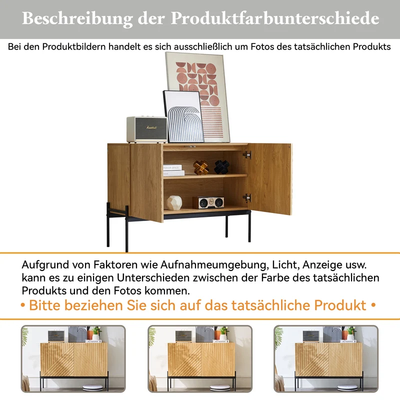 Buffet avec 2 portes et pieds en métal, buffet design linéaire 100*40*70cm VAIKNELS