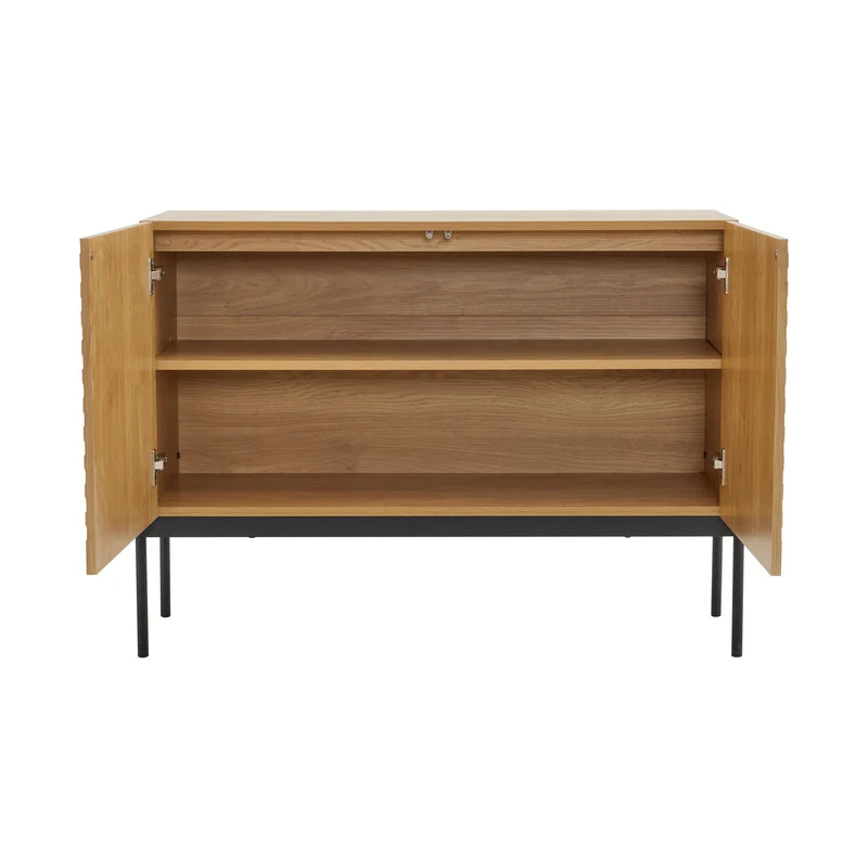 Buffet avec 2 portes et pieds en métal, buffet design linéaire 100*40*70cm VAIKNELS