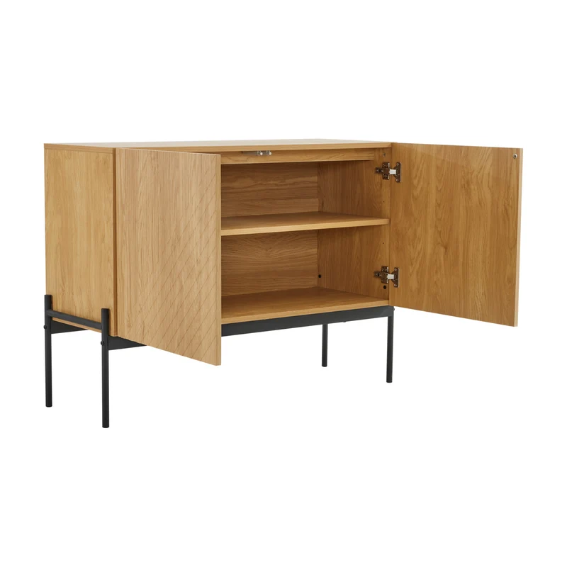 Buffet avec 2 portes et pieds en métal, buffet design linéaire 100*40*70cm VAIKNELS