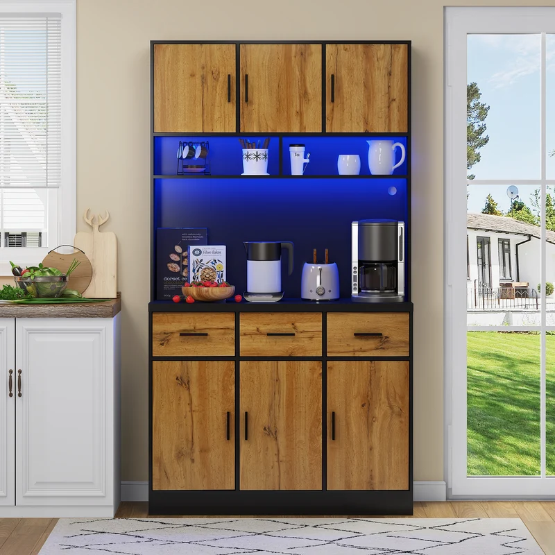 Buffet de cuisine avec éclairage LED et prises intégrées XOK