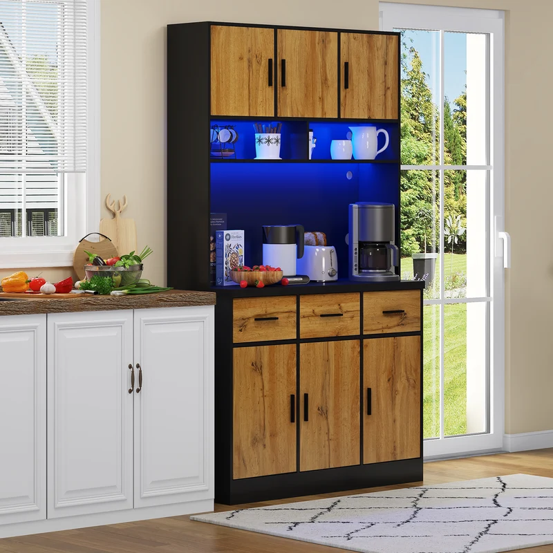 Buffet de cuisine avec éclairage LED et prises intégrées XOK