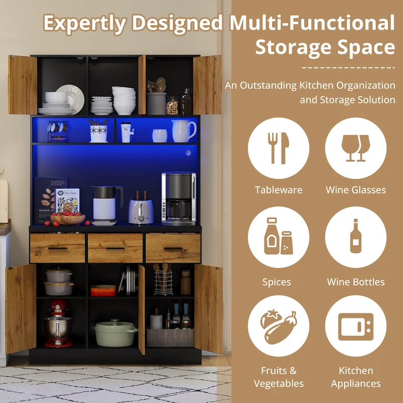 Buffet de cuisine avec éclairage LED et prises intégrées XOK