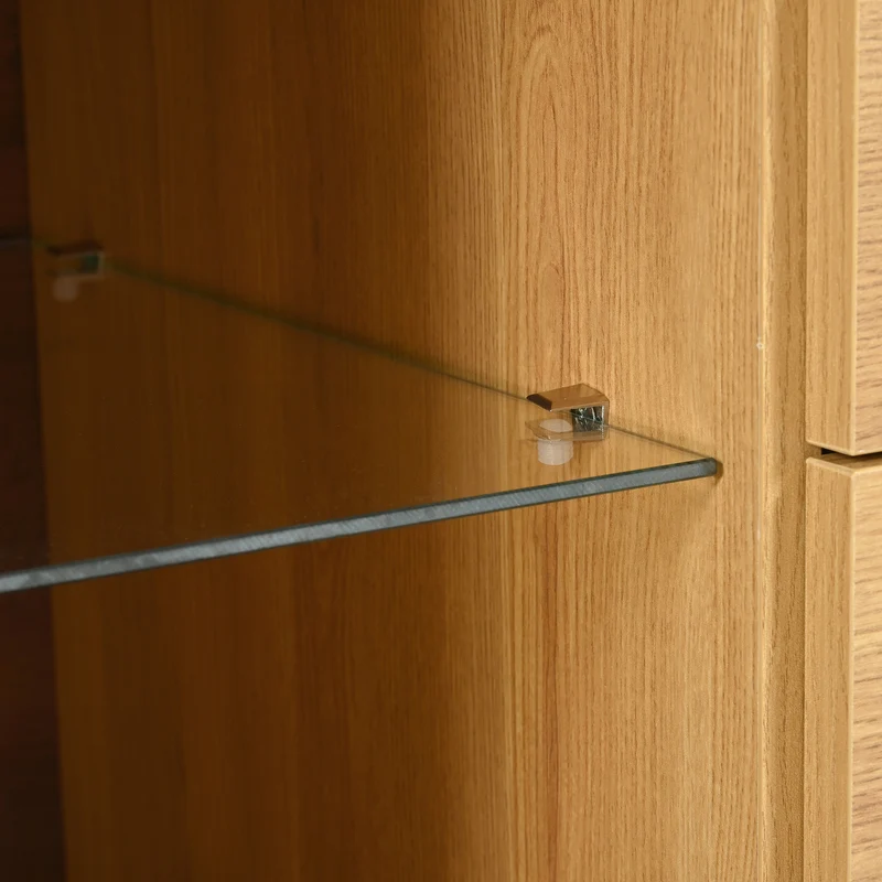Buffet effet bois et noir 3 tiroirs, 3 niches et 2 portes avec éclairage LED UVAT