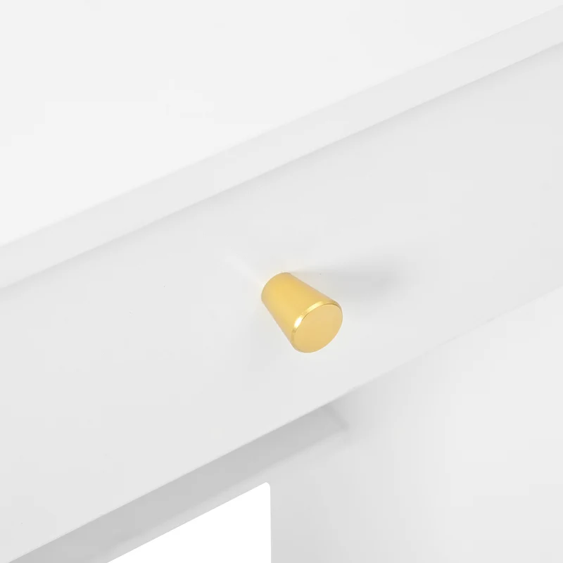Coiffeuse blanc éclairage LED avec miroir et tabouret, 3 tiroirs, 2 portes 110x40x151cm VIGOURLN