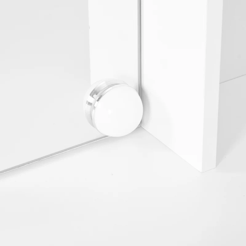 Coiffeuse blanc éclairage LED avec miroir et tabouret, 3 tiroirs, 2 portes 110x40x151cm VIGOURLN