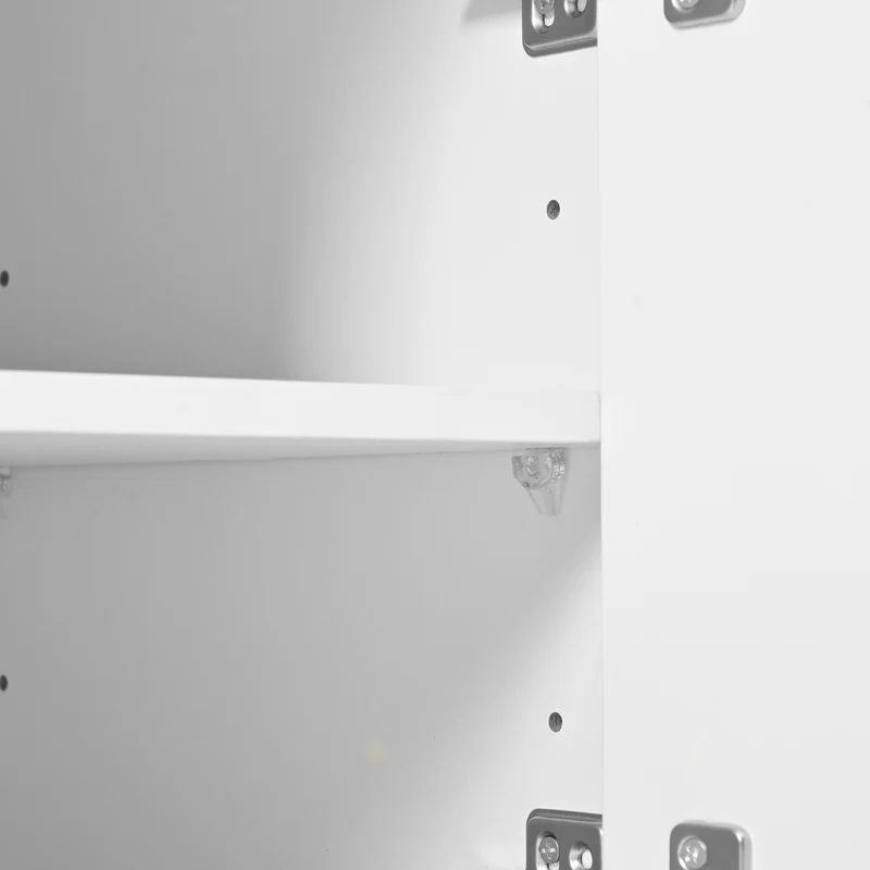 Coiffeuse blanc éclairage LED avec miroir et tabouret, 3 tiroirs, 2 portes 110x40x151cm VIGOURLN