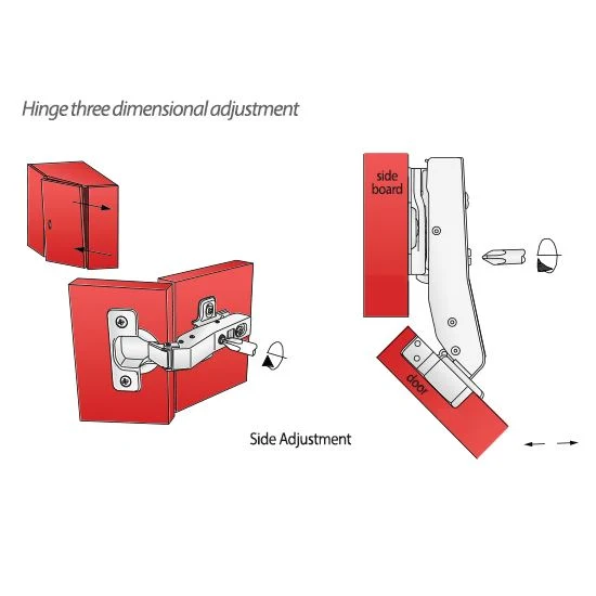 +45º Charnière fermeture silencieuse, H2 plaque de montage avec vis EURO, portes d'angle
